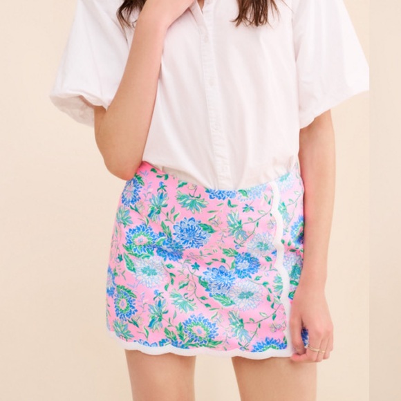 New Anthropologie x Lilly Pulitzer Michelina Cotton Mini Skort Skirt Sz 4 Pink - Picture 1 of 6